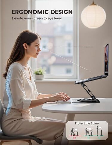 Lamicall Laptop Stand for Desk with 360 Rotating Base + Flexible Arm Clip Gooseneck Tablet Holde in Saudi Arabia