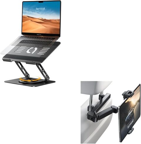 جهاز الكمبيوتر المحمول Lamicall Stand for Desk مع 360 قاعدة دوارة + 3 في 1 حامل قرص مسند ذراع التمديد in Saudi Arabia