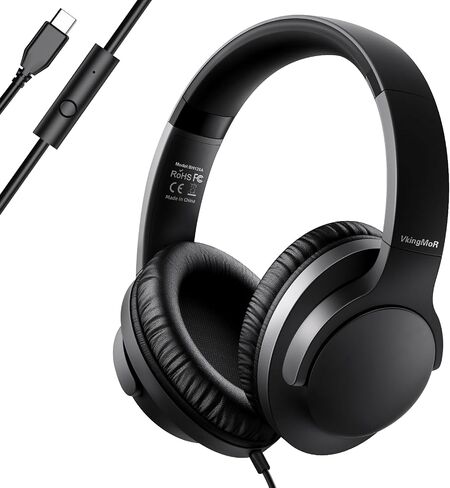 سماعات رأس USB C Wired-USB-C/Type C عبر سماعة رأس الأذن مع الميكروفون ، صوت استريو HD-قابلة للطي وخفيفة الوزن سلكية سلكية ل iPhone 15-16/Samsung/Type-C Captop/Tablet in Kuwait