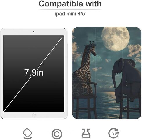 علبة قمر البحر الزرافة الفيل مع حامل القلم رفيع الوزن الخفيف المتوافق مع iPad mini 4/5/6 mini4/5 （7.9in） in Saudi Arabia