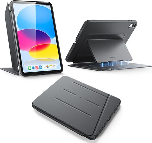 ESR لحالة iPad A16 ، حالة الجيل الحادي عشر/العاشر iPad (2025/2022) ، غطاء الحامل العمودي ، زوايا حامل متعددة ، غطاء مستقر فائق ، فليب ، أسود in Kuwait