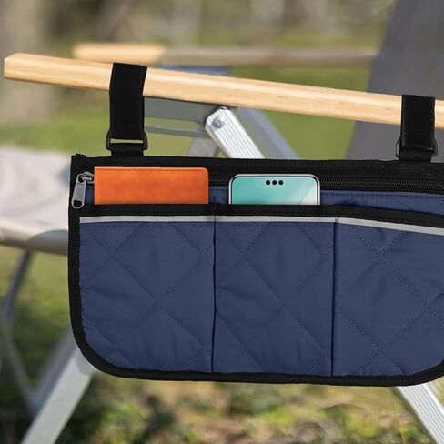 Camping Armrest Storage Bag, Chair Armrest Organizer, Car Seat Hanging Bag, Extended Back Buckle Canvas Beach Chair StorageBag, Side HangingBag For Bedside/Outdoor/Beach/Camping(black) in Saudi Arabia