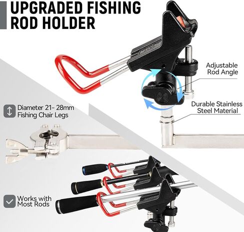 كرسي الصيد مع حامل قضيب قابل للتعديل بزاوية 360 درجة ، وكراسي صيد الجليد القابلة للطي للبالغين ، وكرسي تخييم محمول مع حامل كأس الجيب الجانبي لحديقة الرياضة في الهواء الطلق شاطئ النزهة in Kuwait