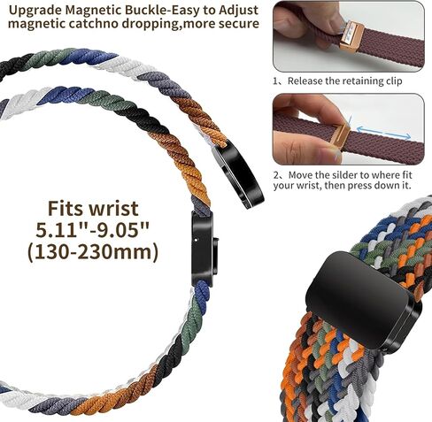 Braided Band Compatible with Fitbit Versa 4 Bands for Woman/Versa 3/Sense 1/Sense 2 Band, Magnetic Clasp Fabric Nylon with Designer Interlock Buckle Straps for Fitbit Versa4/3/Sense1/2 in Kuwait