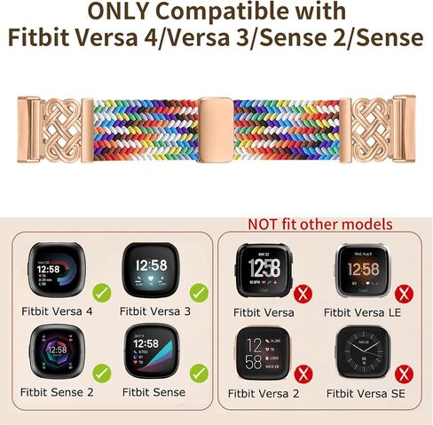 Braided Band Compatible with Fitbit Versa 4 Bands for Woman/Versa 3/Sense 1/Sense 2 Band, Magnetic Clasp Fabric Nylon with Designer Interlock Buckle Straps for Fitbit Versa4/3/Sense1/2 in Kuwait