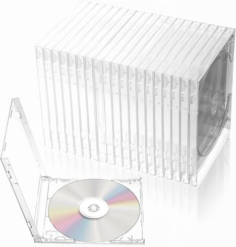 20 PCS Clear CD Cases, Jewel Cases for CDs, Standard Single Disc Holder with Transparent Tray (5.59"x 4.92") in Saudi Arabia
