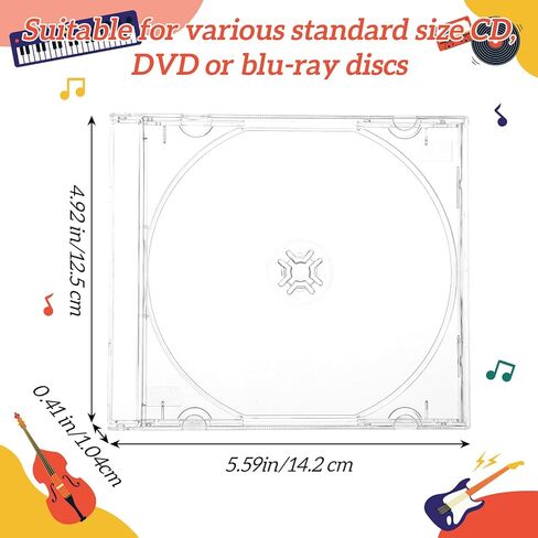 20 PCS Clear CD Cases, Jewel Cases for CDs, Standard Single Disc Holder with Transparent Tray (5.59"x 4.92") in Saudi Arabia