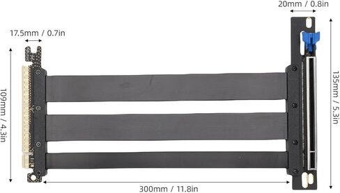 PCIE 5.0 Riser Cable, 30AWG Black Graphics Card Extender Cable Plug and Play Foldable for Servers (15cm) in Saudi Arabia