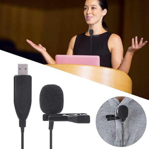 USB Lavalier Microphone, Portable Collar Clips Mic, Plug Play Omnidirectional Lapel Shirt Collar Clips on Mic for PC, Computer in Saudi Arabia