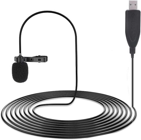 USB Lavalier Microphone, Portable Collar Clips Mic, Plug Play Omnidirectional Lapel Shirt Collar Clips on Mic for PC, Computer in Saudi Arabia
