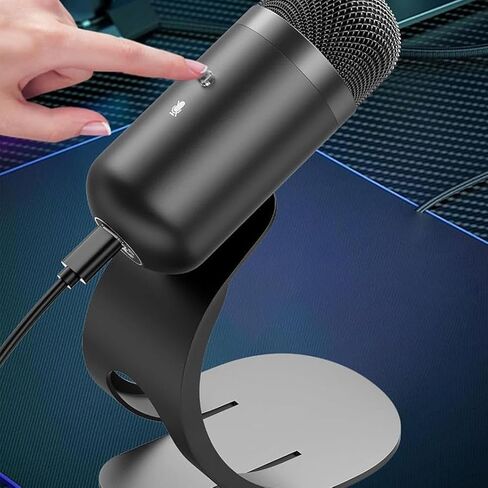 Tangxi USB Microphone with Quick Mute, Desktop Condenser Microphone for Gaming Recording Streaming, 360 Omnidirectional Sound Pickup with Stand in Saudi Arabia