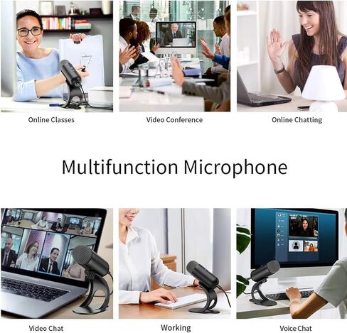 Tangxi USB Microphone with Quick Mute, Desktop Condenser Microphone for Gaming Recording Streaming, 360 Omnidirectional Sound Pickup with Stand in Saudi Arabia