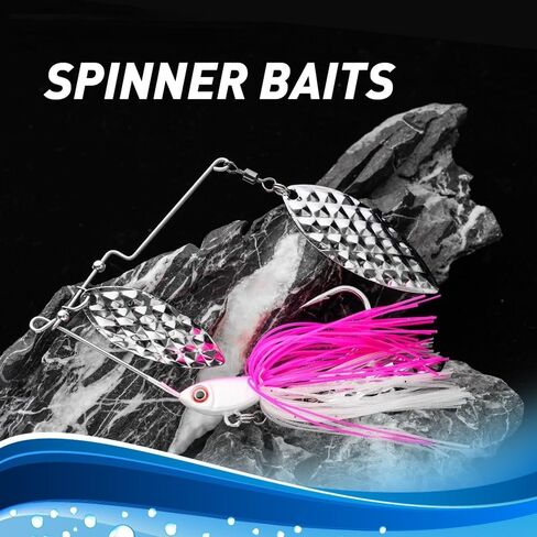 1.3oz Spinner Baits for Bass Fishing Multi-Color, Double Willow & Colorado Blades with Silicone Hubbed Skirt Bass Spinner baits, in Saudi Arabia