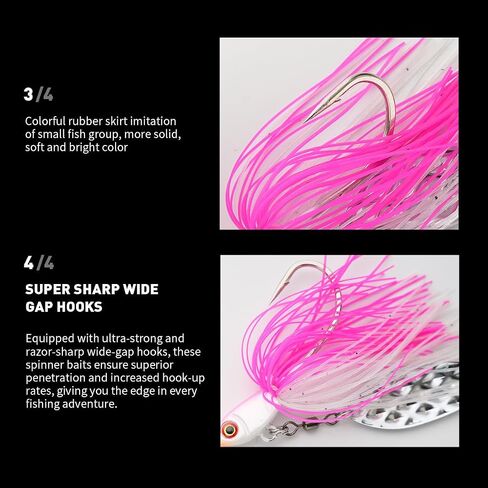 1.3oz Spinner Baits for Bass Fishing Multi-Color, Double Willow & Colorado Blades with Silicone Hubbed Skirt Bass Spinner baits, in Saudi Arabia