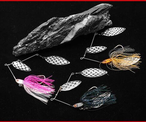 1.3oz Spinner Baits for Bass Fishing Multi-Color, Double Willow & Colorado Blades with Silicone Hubbed Skirt Bass Spinner baits, in Saudi Arabia