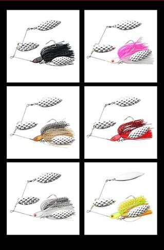 1.3oz Spinner Baits for Bass Fishing Multi-Color, Double Willow & Colorado Blades with Silicone Hubbed Skirt Bass Spinner baits, in Saudi Arabia