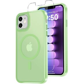 لحالة iPhone 11 مع واقي شاشة واحد ، متوافق مع Magsafe ، غطاء هاتف مغناطيسي غير لامع ، مصد حماية مضاد للصدمات ، Black in Kuwait