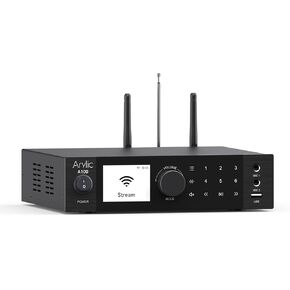 ARYLIC A100 Wireless Digital HIFI Amplifier مع راديو FM ، 100W × 2 WIFI & Bluetooth Audio Receiver ، يدعم Airplay و Spotify Connect و MultiRoom ومثالية لـ KTV والمسرح المنزلي والبث. in Kuwait