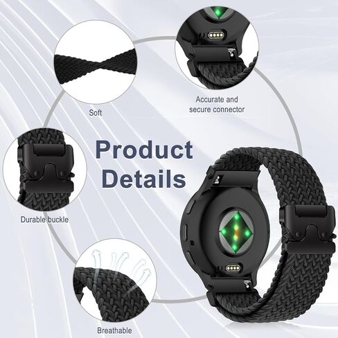 فرقة مضفر نايلون 18 ملم متوافقة مع Garmin Forerunner 265S/255S/255S Music ، حزام مضفر ممتدة ， حزام نايلون الرياضي لـ Garmin Venu 3S 41mm/Vivoactive 4S 40mm in Kuwait