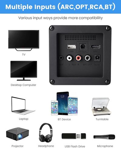 مكبرات صوت على رف الكتب تعمل بالطاقة 70 وات من Orroplus، مكبرات صوت استوديو بمدخلات بصرية/ARC/RCA/BT مع مضخم صوت محيطي مكبرات صوت للمسرح المنزلي ومشغلات الأقراص الدوارة ومكبرات الصوت والتلفزيون وشاشة الكمبيوتر المكتبية in Kuwait