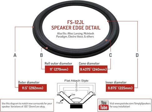 JL Audio 12 Inch Foam Speaker Repair Kit FSK-12JL (Pair) in Saudi Arabia