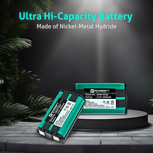 Synergy Digital Cordless Phone Battery, Compatible with Panasonic KX-TG5631 Cordless Phone, (Ni-MH, 3.6V, 850mAh) Ultra High Capacity, Replacement for Panasonic HHR-P104 Battery in Saudi Arabia