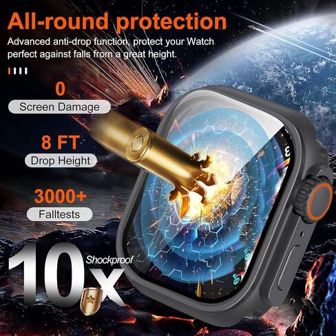 3 in 1 Compatible with Apple Watch SE Series 6 5 4 Case 40mm Rugged Protective [Turn into Ultra 2 Look] with Back Cover Tempered Screen Protector Designed for Apple Watch Series 4 5 6 SE 40mm Case in Saudi Arabia