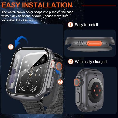 3 in 1 Compatible with Apple Watch SE Series 6 5 4 Case 40mm Rugged Protective [Turn into Ultra 2 Look] with Back Cover Tempered Screen Protector Designed for Apple Watch Series 4 5 6 SE 40mm Case in Saudi Arabia