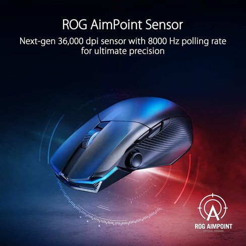 ASUS ROG Chakram X Origin Gaming Mouse, Tri-Mode connectivity (2.4GHz RF, Bluetooth, Wired), 36000 DPI Sensor, 11 programmable Buttons, Detachable Joystick, Paracord Cable, Black (Renewed) in Saudi Arabia