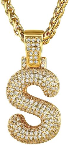 GOLDCHIC JEWELRY قلادة فقاعات مثلجة مخصصة للرجال، قلادة بحروف أولية مطلية بالذهب تشيكوسلوفاكيا مع سلسلة تنس، سحر الأبجدية تشيكوسلوفاكيا للرجال والنساء مجوهرات الهيب هوب من الألف إلى الياء in Kuwait