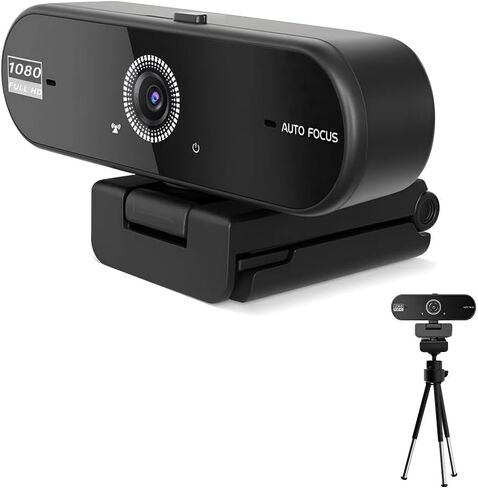 Hprosper 1080P Full HD Webcam with Privacy Cover, Tripod,Wide Angle Lens,Active Light Correction,Plug and Play USB Webcam for PC, Desktop, Laptop,Mac in Saudi Arabia