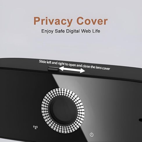 Hprosper 1080P Full HD Webcam with Privacy Cover, Tripod,Wide Angle Lens,Active Light Correction,Plug and Play USB Webcam for PC, Desktop, Laptop,Mac in Saudi Arabia