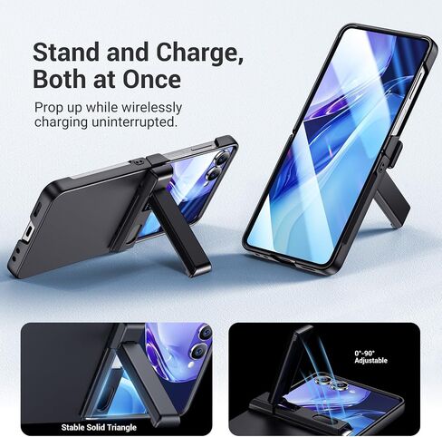 Temdan for Samsung Galaxy Z Flip 7 Case مع [واقي الشاشة الأمامي المدمج] [Kickstand] [حماية المفصلات] in Kuwait