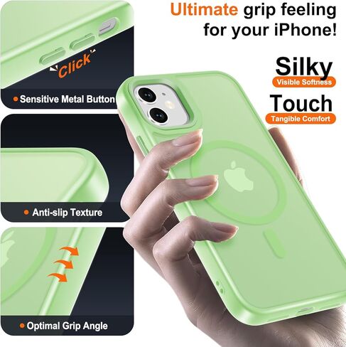 لحالة iPhone 11 مع واقي شاشة واحد ، متوافق مع Magsafe ، غطاء هاتف مغناطيسي غير لامع ، مصد حماية مضاد للصدمات ، Black in Kuwait