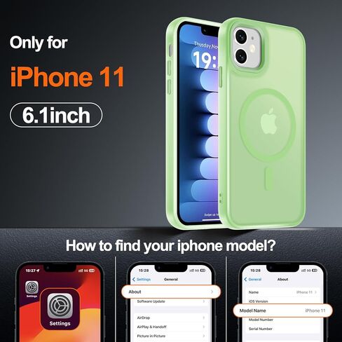 لحالة iPhone 11 مع واقي شاشة واحد ، متوافق مع Magsafe ، غطاء هاتف مغناطيسي غير لامع ، مصد حماية مضاد للصدمات ، Black in Kuwait