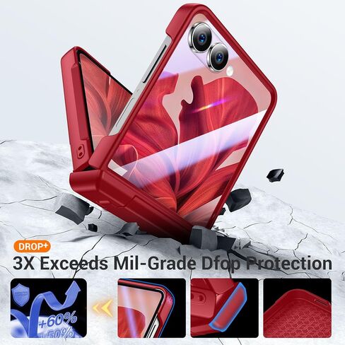 Temdan for Samsung Galaxy Z Flip 7 Case with [Built-in Front Screen Protector] [Kickstand][Hinge Protection][Hard PC] Ultra-Thin Shockproof Protective Phone Case for Galaxy Z Flip 7-Black in Kuwait