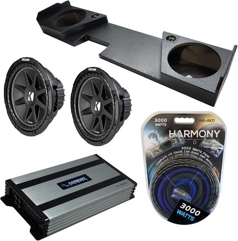 Ammarony Audio متوافق مع 2014-2018 GMC Sierra Double Cab Kicker حزمة Comp C12 Dual 12 Rhino المغلفة المغلفة Harmony HA-A800.1 أمبير in Saudi Arabia