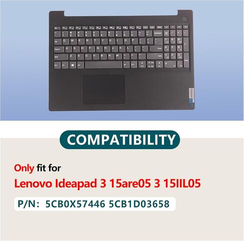 Laptop Palmrest Upper Case with Keyboard and Touchpad Assembly Replacement for Lenovo Ideapad 3 15ada05/3 15IML05 5CB0X57446 5CB1D03658 Black in Saudi Arabia