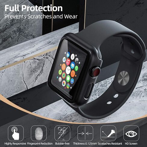 Pzoz متوافق مع Apple Watch Series 3 / Series 2 Case with Screen Protector 38mm Associory Slim Guard Thin Thin Coverage Full Cover Matte Hard Cover Edge for Iwatch Women Men GPS (Silver) in Saudi Arabia