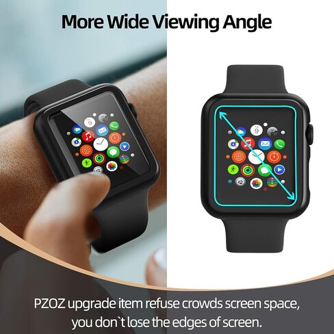Pzoz متوافق مع Apple Watch Series 3 / Series 2 Case with Screen Protector 38mm Associory Slim Guard Thin Thin Coverage Full Cover Matte Hard Cover Edge for Iwatch Women Men GPS (Silver) in Saudi Arabia
