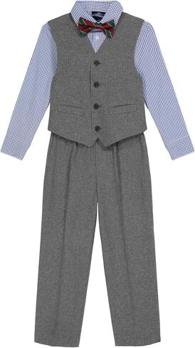 Tommy Hilfiger Boys 4-Piece Formal Suit Vest Set, Includes Dress Shirt, Dress Pants, Vest & Tie in Saudi Arabia