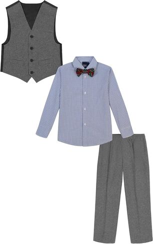 Tommy Hilfiger Boys 4-Piece Formal Suit Vest Set, Includes Dress Shirt, Dress Pants, Vest & Tie in Saudi Arabia