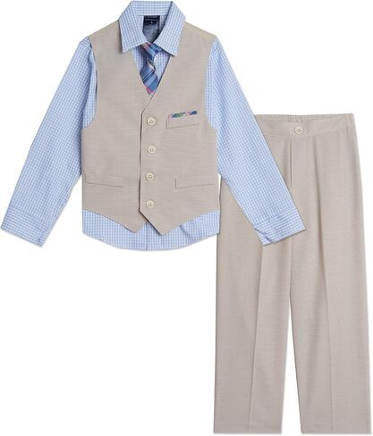 Tommy Hilfiger Boys 4-Piece Formal Suit Vest Set, Includes Dress Shirt, Dress Pants, Vest & Tie in Saudi Arabia