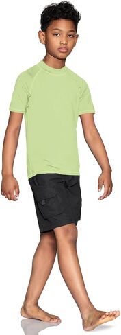 قميص سباحة TSLA UPF 50+ للشباب بأكمام قصيرة للحماية من الطفح الجلدي، قميص سباحة لركوب الأمواج من الأشعة فوق البنفسجية/عامل حماية من الشمس (SPF)، قميص سباحة مائي مائي in Kuwait