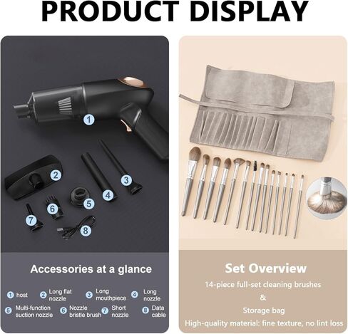 Model Cleaning kit,Cordless 4-in-1 Handheld Portable Vacuum Cleaner&14pcs Anti-Static Brush,Cleaning Dust,Hairs,Crumbs,for Statues,Military Hobby Crafts in Kuwait