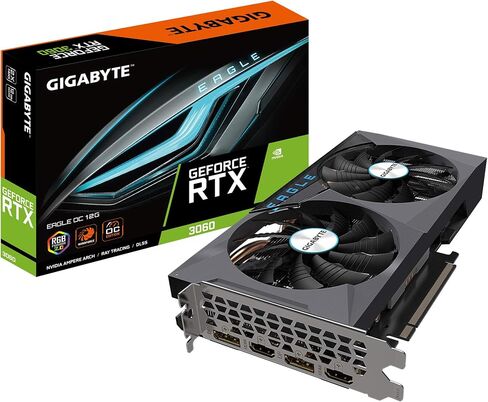 GIGABYTE GeForce RTX 3060 Eagle OC 12G Graphics Card, 2X WINDFORCE Fans, 12GB 192-bit GDDR6, GV-N3060EAGLE OC-12GD Video Card (Renewed) in Saudi Arabia