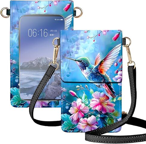 Crossbody Phone Case, Colorful Hummingbird RFID Blocking Crossbody Bag with Card Slots & Phone Holder, Waterproof Anti-Theft Touch Screen Phone Purse for Women in Kuwait