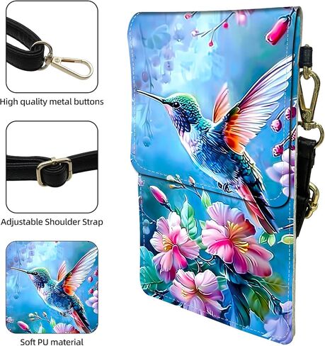 Crossbody Phone Case, Colorful Hummingbird RFID Blocking Crossbody Bag with Card Slots & Phone Holder, Waterproof Anti-Theft Touch Screen Phone Purse for Women in Kuwait