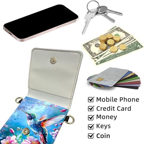 Crossbody Phone Case, Colorful Hummingbird RFID Blocking Crossbody Bag with Card Slots & Phone Holder, Waterproof Anti-Theft Touch Screen Phone Purse for Women in Kuwait