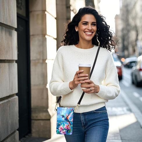 Crossbody Phone Case, Colorful Hummingbird RFID Blocking Crossbody Bag with Card Slots & Phone Holder, Waterproof Anti-Theft Touch Screen Phone Purse for Women in Kuwait